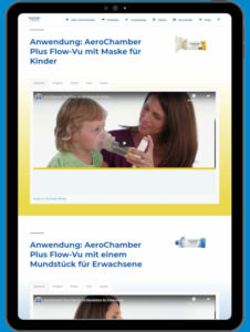AeroChamber PLUS Flow-Fu Videos am Tablet